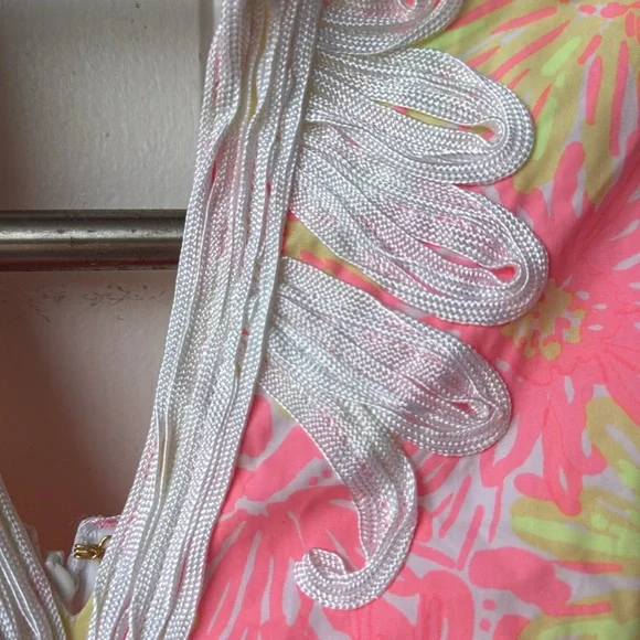 Lilly Pulitzer Janice Dress White Yellow Pink Sunkissed Glow Floral Shift 0 - Picture 8 of 9